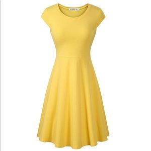 Sunshine Yellow Fit and Flare Cap Sleeve Dress